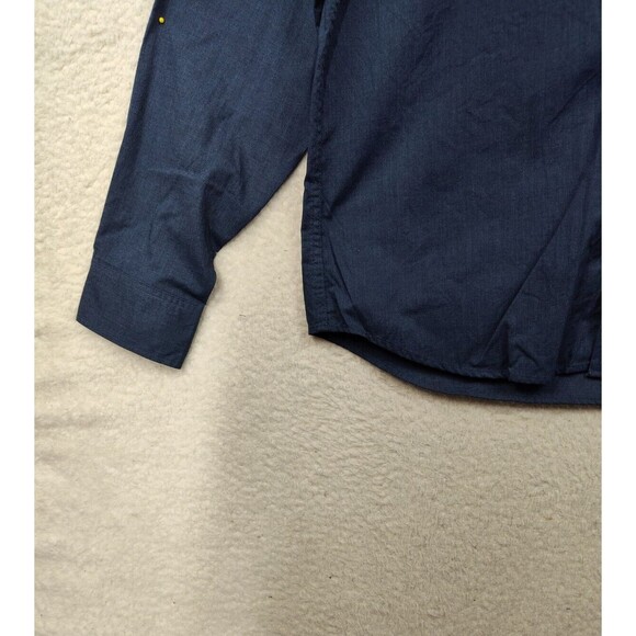 Old Navy Men Shirt Large Blue Cotton Blend Long Sleeve Button Down Regular Fit - Picture 4 of 16